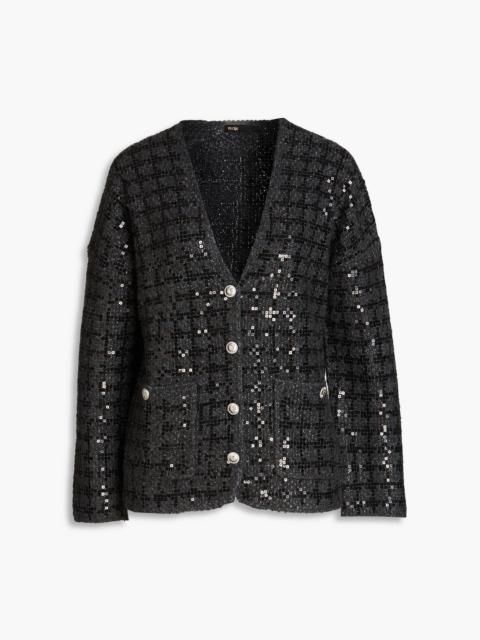 maje Sequin-embellished tweed cardigan