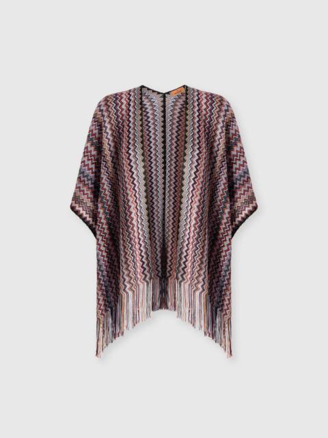 Missoni Zigzag viscose-blend poncho with fringes