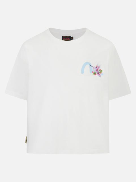 EVISU Seagull and Hummingbird Print Cropped T-shirt