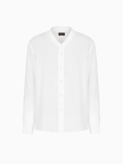 GIORGIO ARMANI VISCOSE AND SILK JACQUARD SHIRT