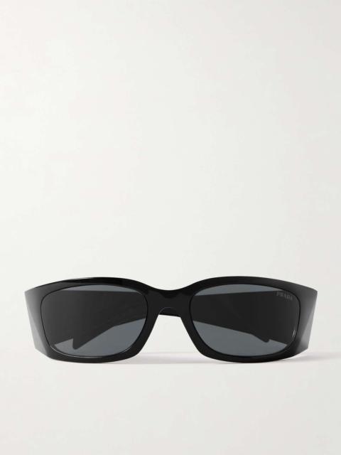 Rectangular-frame acetate sunglasses Black
