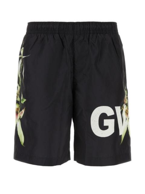 Black polyester swimming shorts