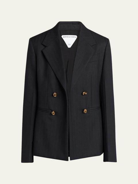 Bottega Veneta Subtle Stripe Knot Button Wool Jacket