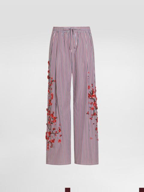 Dolce & Gabbana Cotton vanity trousers with embroidery and piping