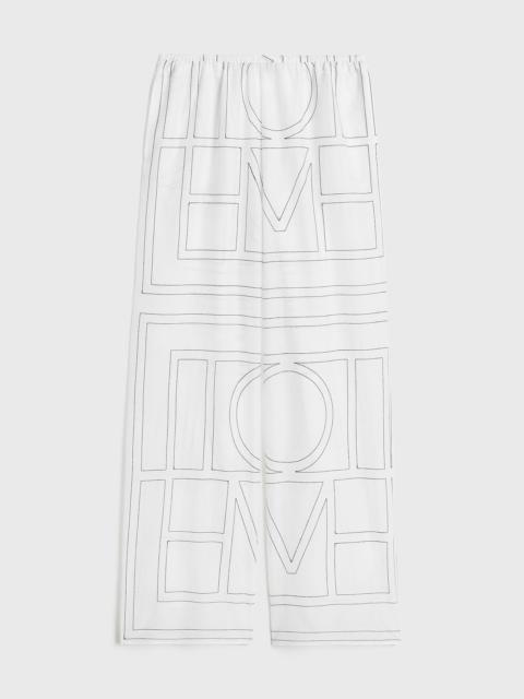 TOTEME Monogram cotton pj bottoms white/black