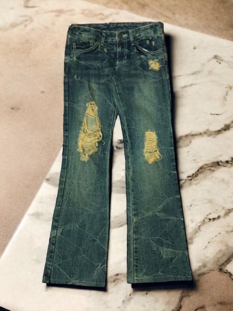 Other Designers If Six Was Nine - Flared Japanese Brand Distressed Mud Wash Blue Way