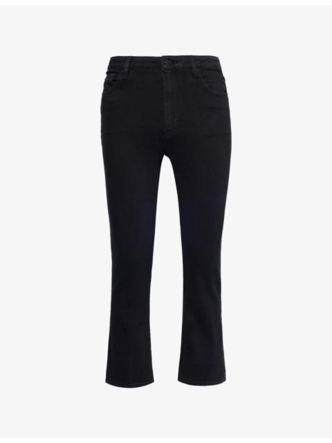 FRAME The Reboot Crop Flared Straight-Leg High-Rise Stretch-Denim Blend Jeans