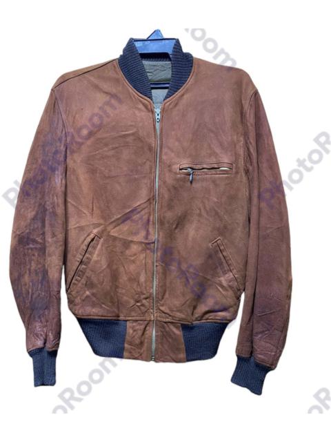 Other Designers Vintage 70s Leather Bomber Jacket Zip Lightning