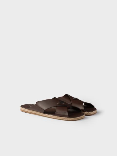 Prada Crisscross leather slides