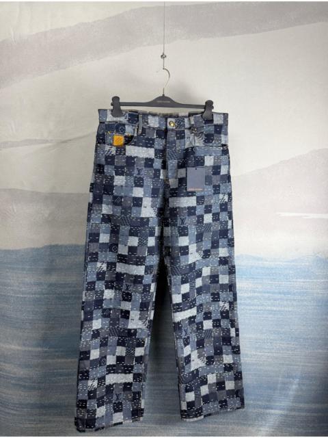 Louis Vuitton Louis Vuitton x Nigo Blue Damier-Print Denim Jeans