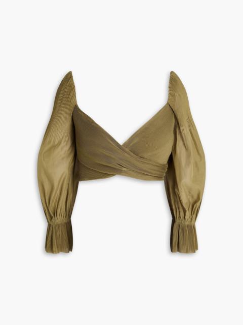 Zimmermann Cropped plissé-organza top