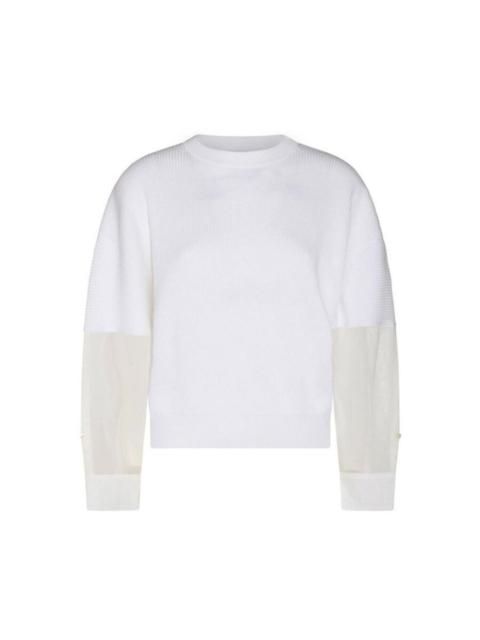 Brunello Cucinelli Brunello Cucinelli Wowhite Cotton Mixed Sleeve Sweater