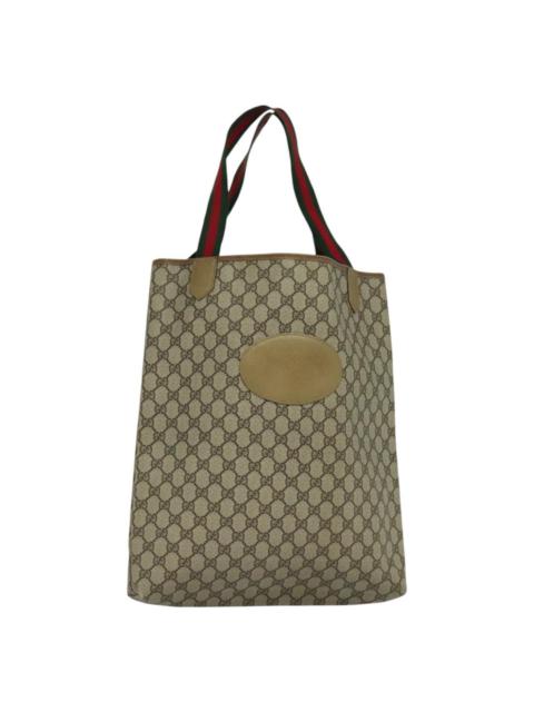 GUCCI GUCCI GG Supreme Web Sherry Line Tote Bag Pvc Beige Red Green