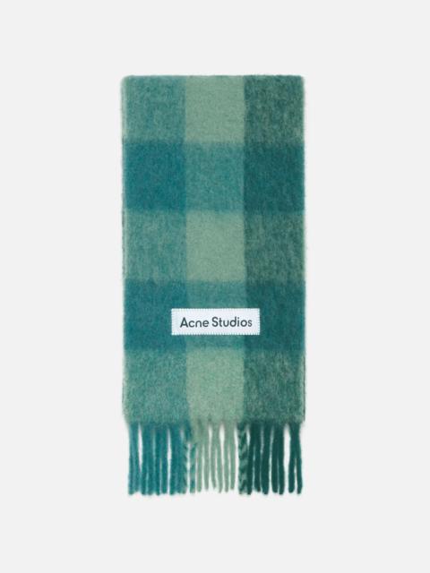 Acne Studios Mohair checked scarf - Teal/Grey/Green