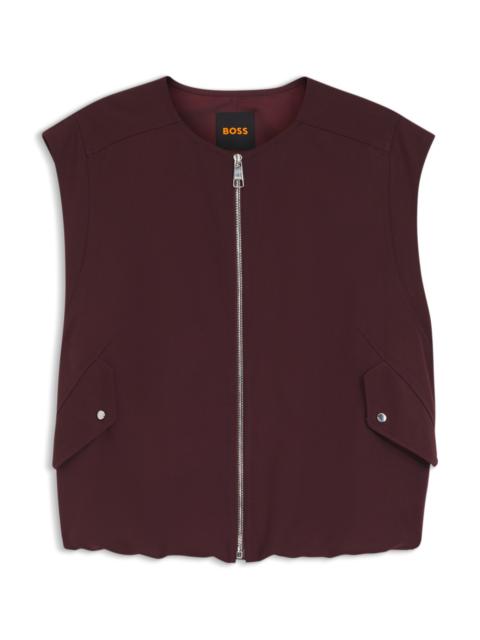 BOSS ZIP-FRONT WAISTCOAT IN TWILL