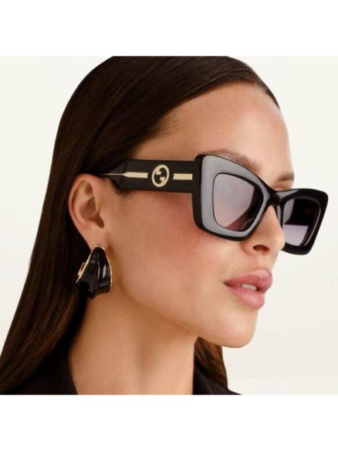 GUCCI Gucci Women Sunglasses Black Crystal Grey Gradient Butterfly GG1552S 001 NEW