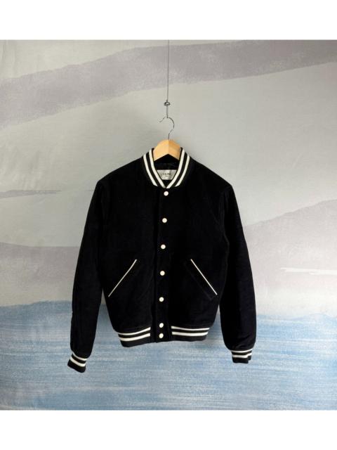 CELINE Celine Black Corduroy Letter-Embroidered Baseball Jacket