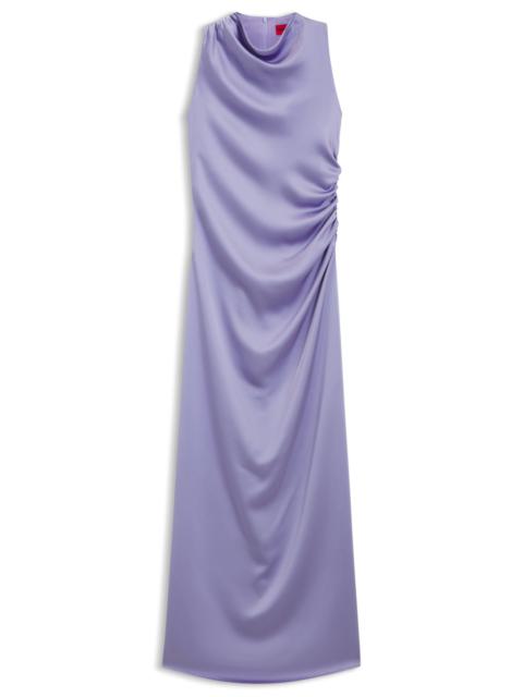 HUGO GATHERED-DETAIL MAXI DRESS IN SATIN