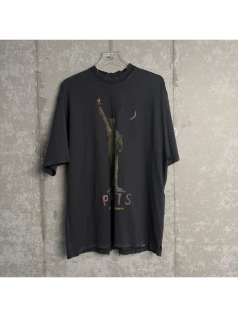BALENCIAGA Balenciaga Statue of Liberty Print Distressed Short-Sleeve T-Shirt