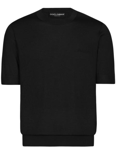 Dolce & Gabbana logo-embroidered knitted t-shirt