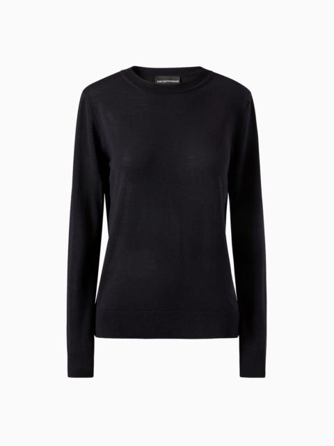 EMPORIO ARMANI CREW-NECK JUMPER IN PURE VIRGIN WOOL