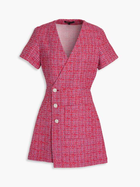 maje Cutout tweed mini wrap dress
