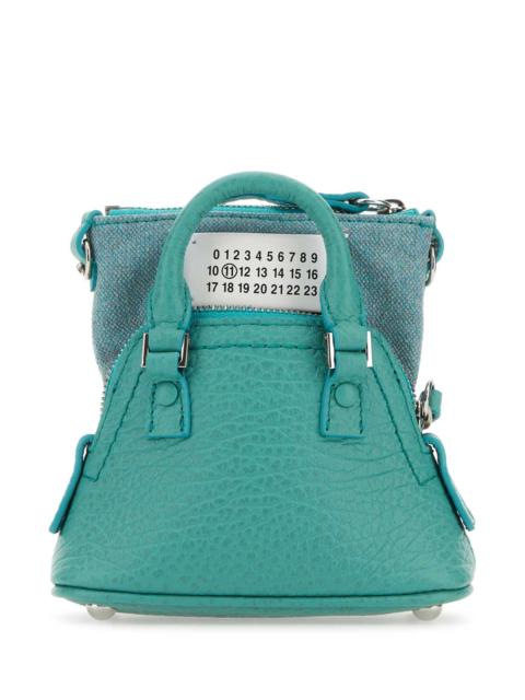 Maison Margiela Maison Margiela Women Sea Green Leather And Fabric 5Ac Classique Baby Handbag