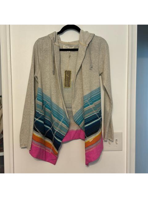 Other Designers Vintage Havana Striped Asymmetrical Draped Cardigan