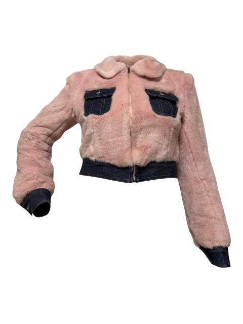 Other Designers D&G - D&G Fall Winter 1999 Pink Fur & Denim Cropped Jacket