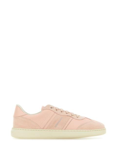 Salvatore Ferragamo Woman Pastel Pink Leather And Suede Achille Sneakers
