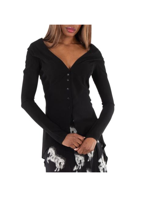 Stella McCartney Stella McCartney Black Asymmetric-Hem Buttoned Moulded Cardigan