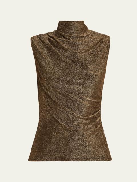 VERONICA BEARD Mylie Metallic Mock-Neck Tank Top
