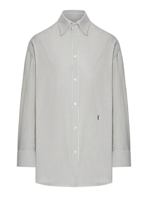 Saint Laurent Women Cassandre Striped Cotton Shirt