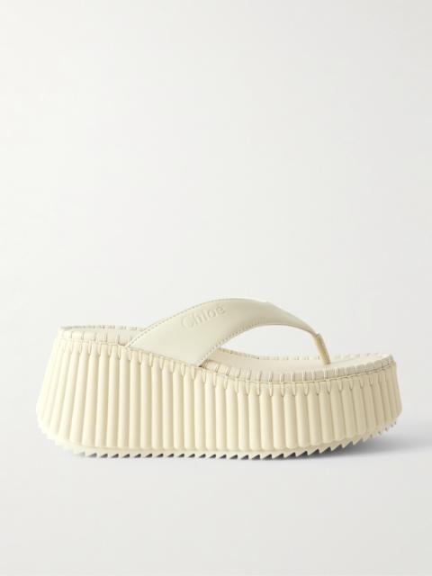 Chloé Nama Leather Platform Flip Flops