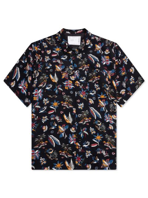 sacai CAR RACE TROPICAL PRINT SHIRT - BLACK/TROPICAL