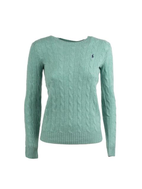 RALPH LAUREN AQUA GREEN WOOL AND CASHMERE CABLE KNIT SWEATER