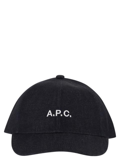 A.P.C. A.P.C. Men Cotton Denim Cap With Embroidered Logo