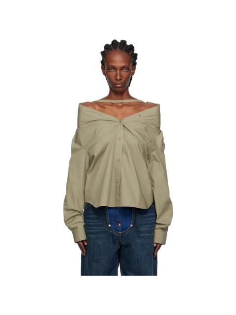 pushBUTTON Khaki Dropped Shoulder Shirt