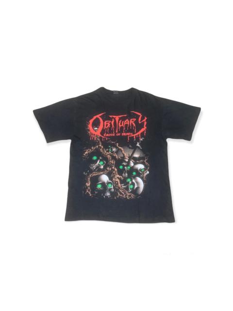 Other Designers Rock Band - Vintage Obituary Cause Of Death Pile Of Skull Band Tshirt