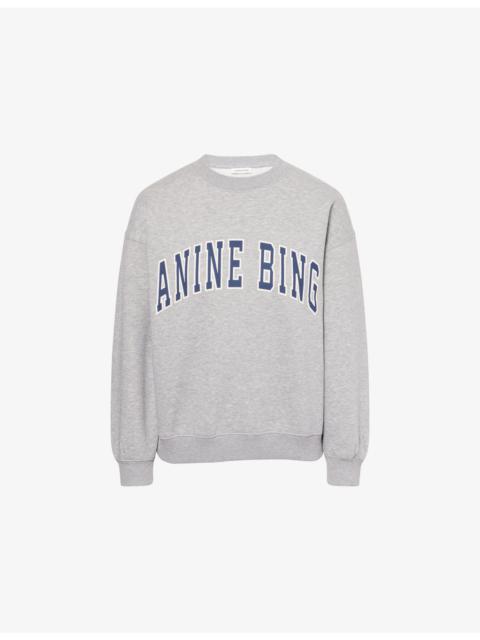 ANINE BING Spencer Brand-Print Cotton-Blend Sweatshirt