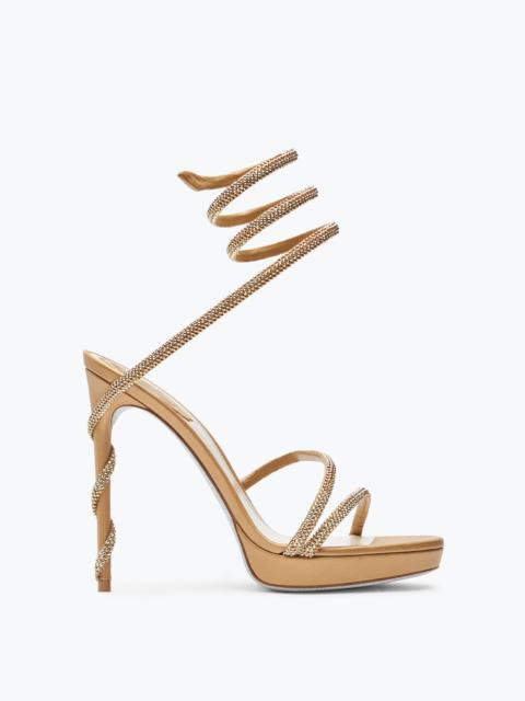 RENE CAOVILLA MARGOT CRYSTAL BLACK & GOLD PLATFORM SANDAL 120