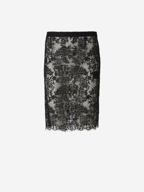 SAINT LAURENT MIDI SILK SKIRT