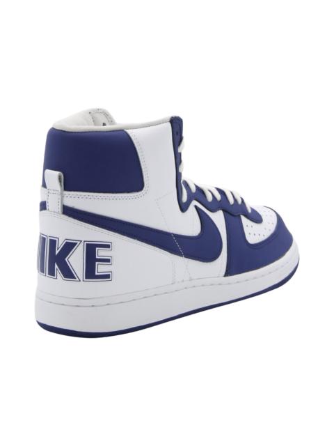 Comme Des Garçons White And Blue Leather Sneakers