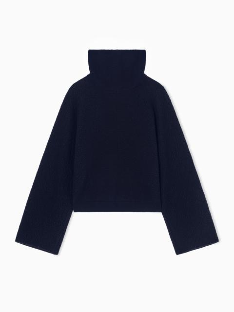 GIORGIO ARMANI VISCOSE, CASHMERE AND SILK MOCK-NECK JUMPER