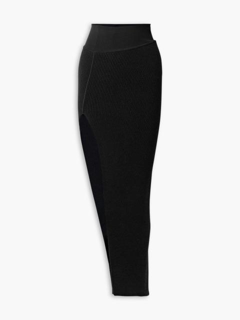Rick Owens Asymmetric ribbed cashmere-blend maxi skirt