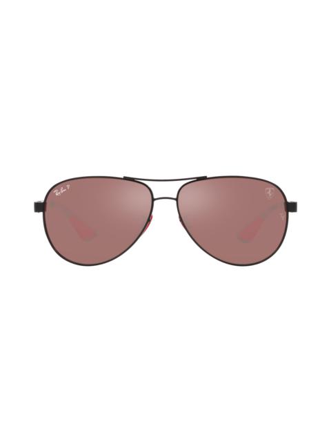 Ray-Ban Ray-Ban x Scuderia Ferrari 61mm Polarized Pilot Sunglasses in Matte Black at Nordstrom
