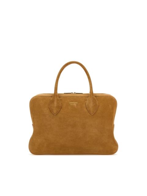 FERRAGAMO FERRAGAMO Medium Brown Suede Top Handle Bag New & Authentic