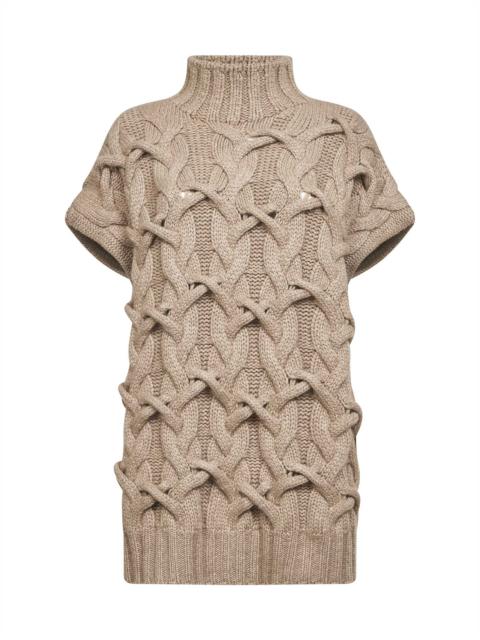 Brunello Cucinelli Beige cashmere Feather Crisscross Cable sweater