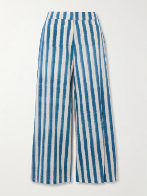 EMPORIO SIRENUSE Adele Ikat Striped Cotton Wide-leg Pants