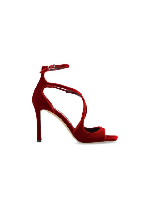JIMMY CHOO JIMMY CHOO 'Azia' Red Velvet Heeled Sandals New & Authentic